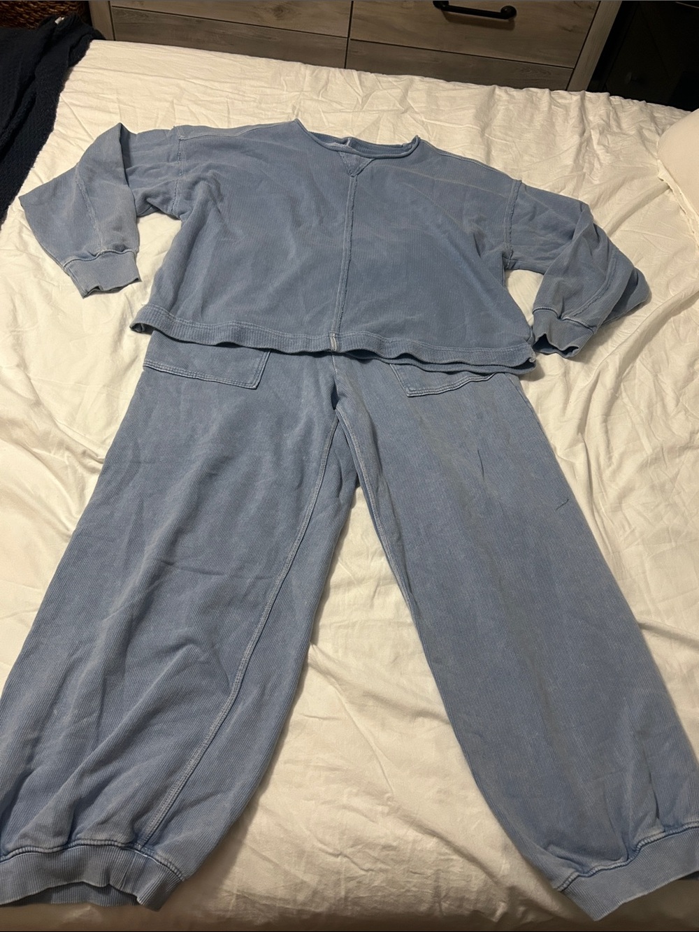 aerie Sky Blue Wide-Leg Track set Pants - Picture 5 of 7